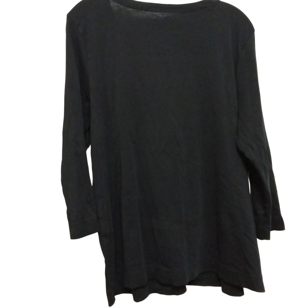 J. Jill Perfect Pima Black Long Sleeve Scoop Neck Tee Top Cotton XL Travel Athle - Picture 2 of 4